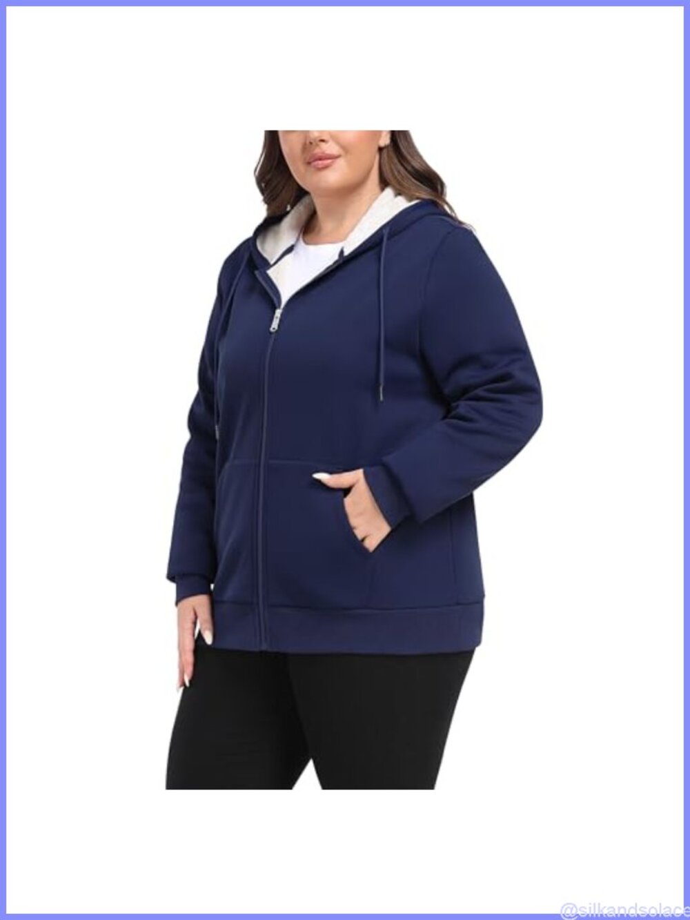 Women's Plus Size Fleece Zip Up Hooded Jacket Sherpa Lined Warm Coat